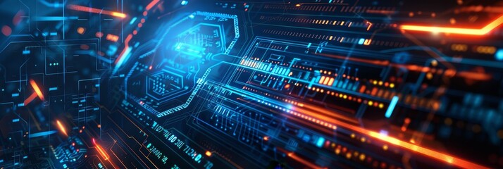 Abstract Digital Technology Background - A mesmerizing abstract background with glowing digital circuits, representing the vast world of technology.