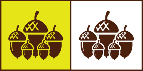 acorn icon set Oak nut Oak seed Oak apple collection Vector illustration