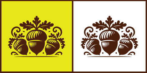 acorn icon set Oak nut Oak seed Oak apple collection Vector illustration
