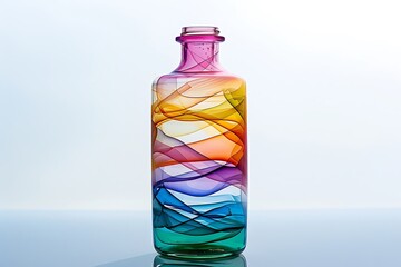 A bottle interior showing layers of translucent, colorful gels
