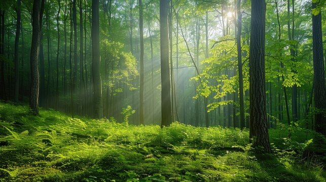 Verdant forests in peaceful ambiance