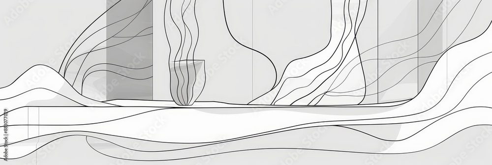 Poster abstract minimalist line art - a minimalist digital art piece featuring abstract lines and shapes in
