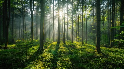 Fototapeta premium Verdant forests in peaceful ambiance