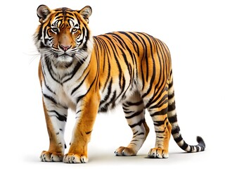 Naklejka premium Tiger Standing on White Background.