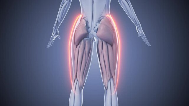 Hamstring and gluteus muscles animation