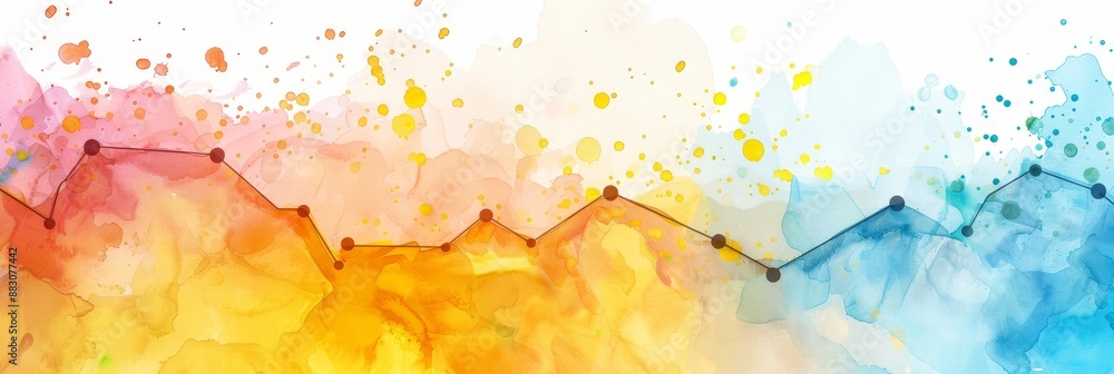 Poster abstract watercolor line chart with colorful splashes - an abstract illustration of a line chart wit