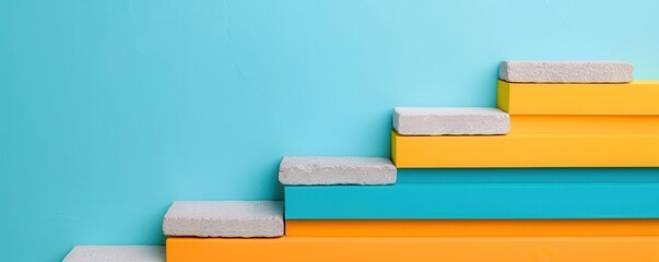 Abstract path with stumbling blocks transforming into stepping stones, failure and learning, concept of progress through adversity