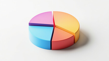 Fototapeta premium 3d pie chart, A 3D pie chart floating in mid-air, gradient colors, used in a report, professional graphics, infographic