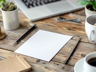 mockup blank card put in work table