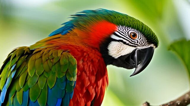 Vibrant macaw parrot perched in natural habitat