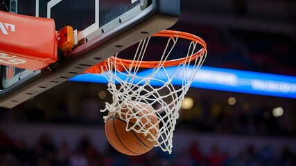 Fototapeta premium basketball game ball in hoop