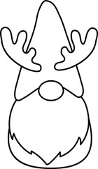 Christmas Gnome outline vector.
Isolated cute holiday gnome coloring svg.