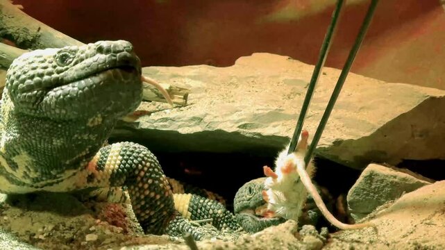 Gila monster, its scientific name is Heloderma suspectum suspectum