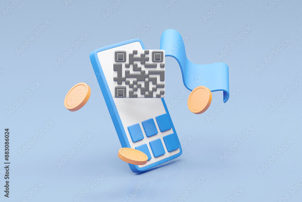 Poster a detailed 3d render illustrating the convenience and security of digital payments with floating ele