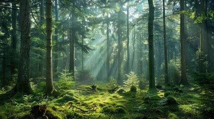 Obraz premium Verdant forests in peaceful ambiance