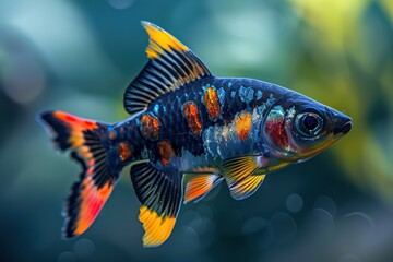 Vibrant Harlequin Rasbora Fish Close-Up in Natural Light, Capturing Bold Colors and Unique Patterns