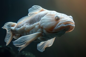 Fototapeta premium Close-up of Unusual White Fish Underwater