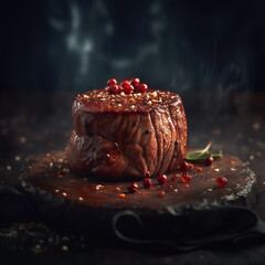 Filet Mignon Steak, French for cute, pretty, or small. The words came together to mean a small cut of tender steak