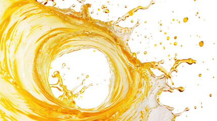 splash of yellow liquid on a transparent background