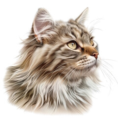 maine coon cat watercolor illustration clip art isolated on white background