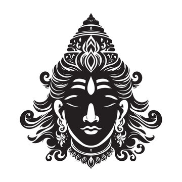 black and white shiva face clip art preview