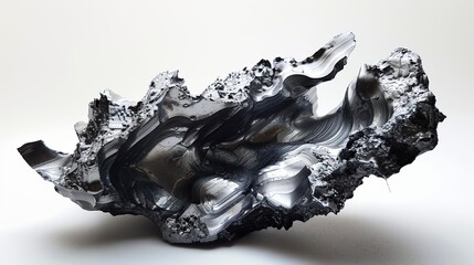 An intricate metallic form flows with an abstract, almost liquid-like appearance, set against a neutral background, showcasing a blend of artistry and modern industrial aesthetics.