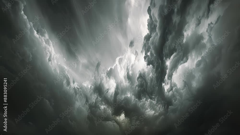 Poster the sharp lines and angles of the clouds in the dramatic sky give a sense of power and strength. bla