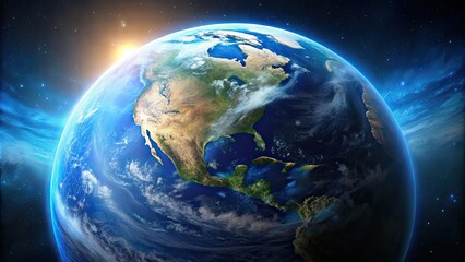Obraz premium Beautiful blue planet Earth seen from space, planet, world, globe, space, universe, blue, beautiful, earth, view