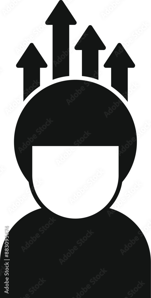 Poster simple icon of a businessman having multiple arrows pointing up above their head