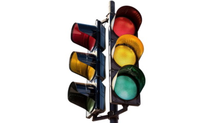 Traffic light on a transparent background