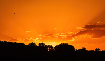 A red sunset in Antalya Turkey.