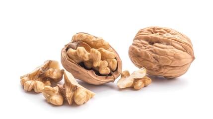 Walnut Kernel on White Background
