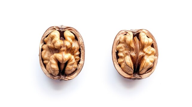 Walnut Kernel on White Background