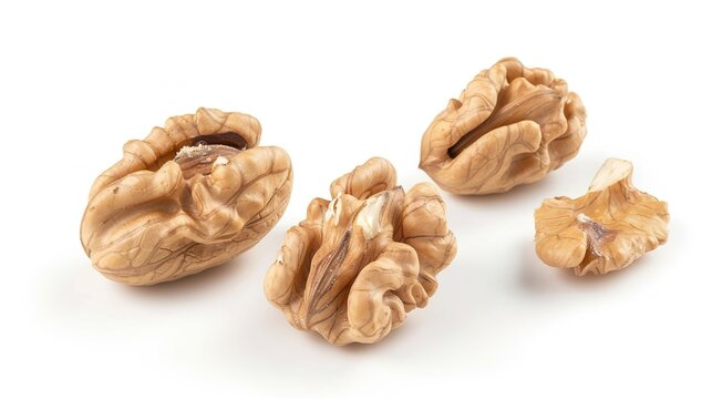 Walnut Kernel on White Background