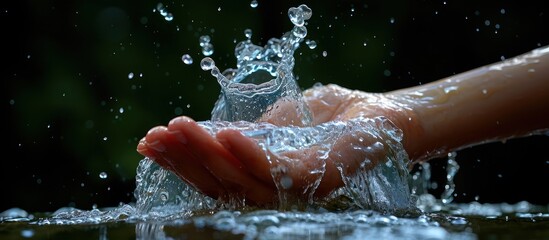 Fototapeta premium Water Splashing in a Hand