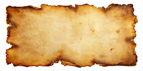 Fototapeta premium Ancient parchment with burnt edges , vintage, aged, manuscript, scorched, worn, historic, document, ancient, damaged, weathered