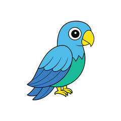 Colorful Cartoon Parrots Clipart Illustration on White Background – Printable Graphics Design