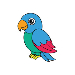 Colorful Cartoon Parrots Clipart Illustration on White Background – Printable Graphics Design