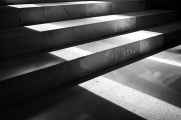 Modern staircase highlighting the geometric lines and interplay of light and shadow on the steps