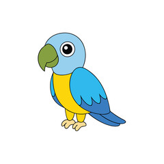Colorful Cartoon Parrots Clipart Illustration on White Background – Printable Graphics Design