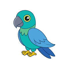Colorful Cartoon Parrots Clipart Illustration on White Background – Printable Graphics Design