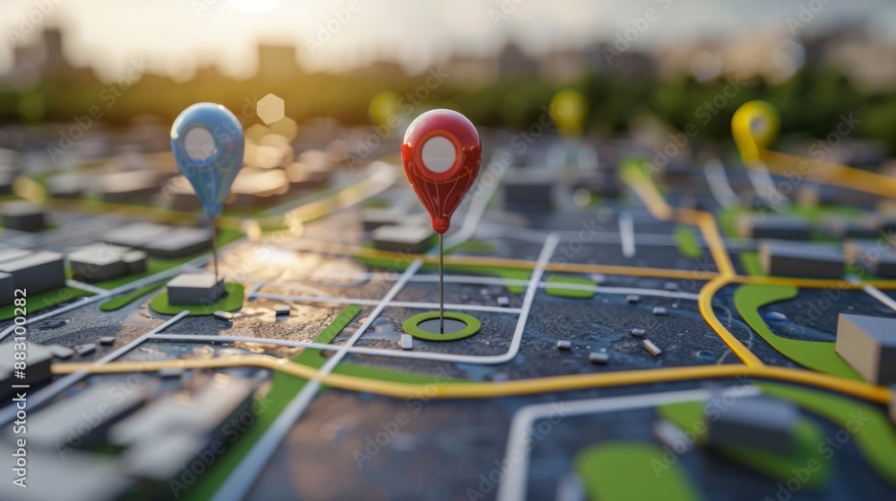 Poster with smart tech, you can access a global map. locate any address worldwide using the satellite syste