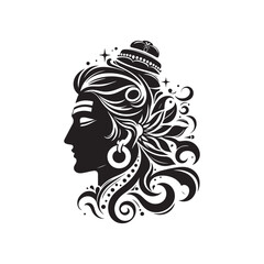 black silhouette mahadev head vector
