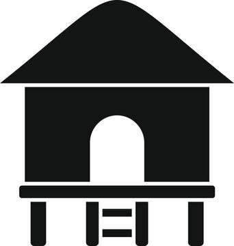 black hut on stilts simple design clip art preview