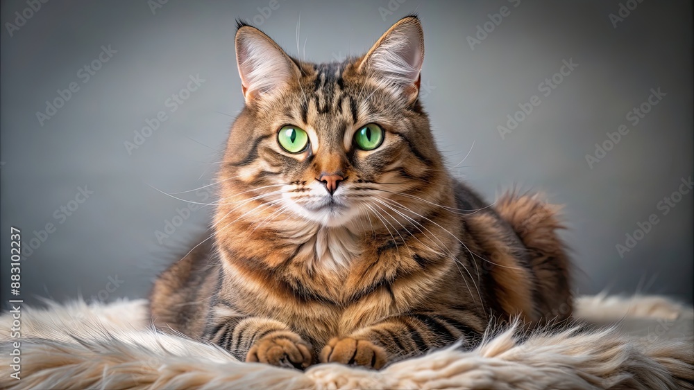 Poster Beautiful cat with striking green eyes, elegant fur, and a graceful pose, feline, pet, adorable, domestic, animal, cute