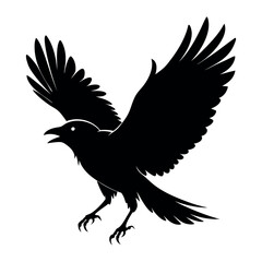 Flying Crow bird silhouette vector illustration perfect for logo design, art projects, and graphic design. Crow Birds Collection