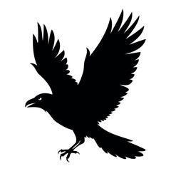 Flying Crow bird silhouette vector illustration perfect for logo design, art projects, and graphic design. Crow Birds Collection