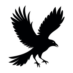 Flying Crow bird silhouette vector illustration perfect for logo design, art projects, and graphic design. Crow Birds Collection