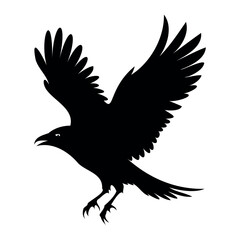 Flying Crow bird silhouette vector illustration perfect for logo design, art projects, and graphic design. Crow Birds Collection