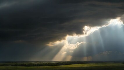 Sunlight break through dark clouds